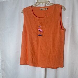 Bobbie Brooks Orange Tank Top with Flamingo Design